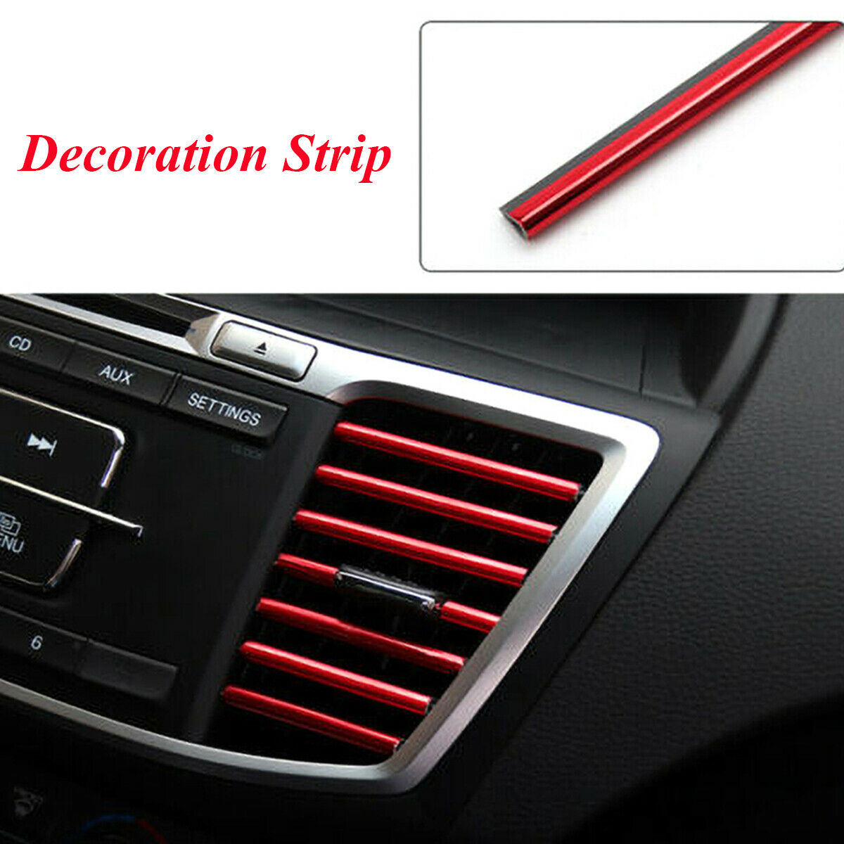 10×PVC Universal Auto Air-conditioning Vent Bar DIY Decoration Trim Bright Strip