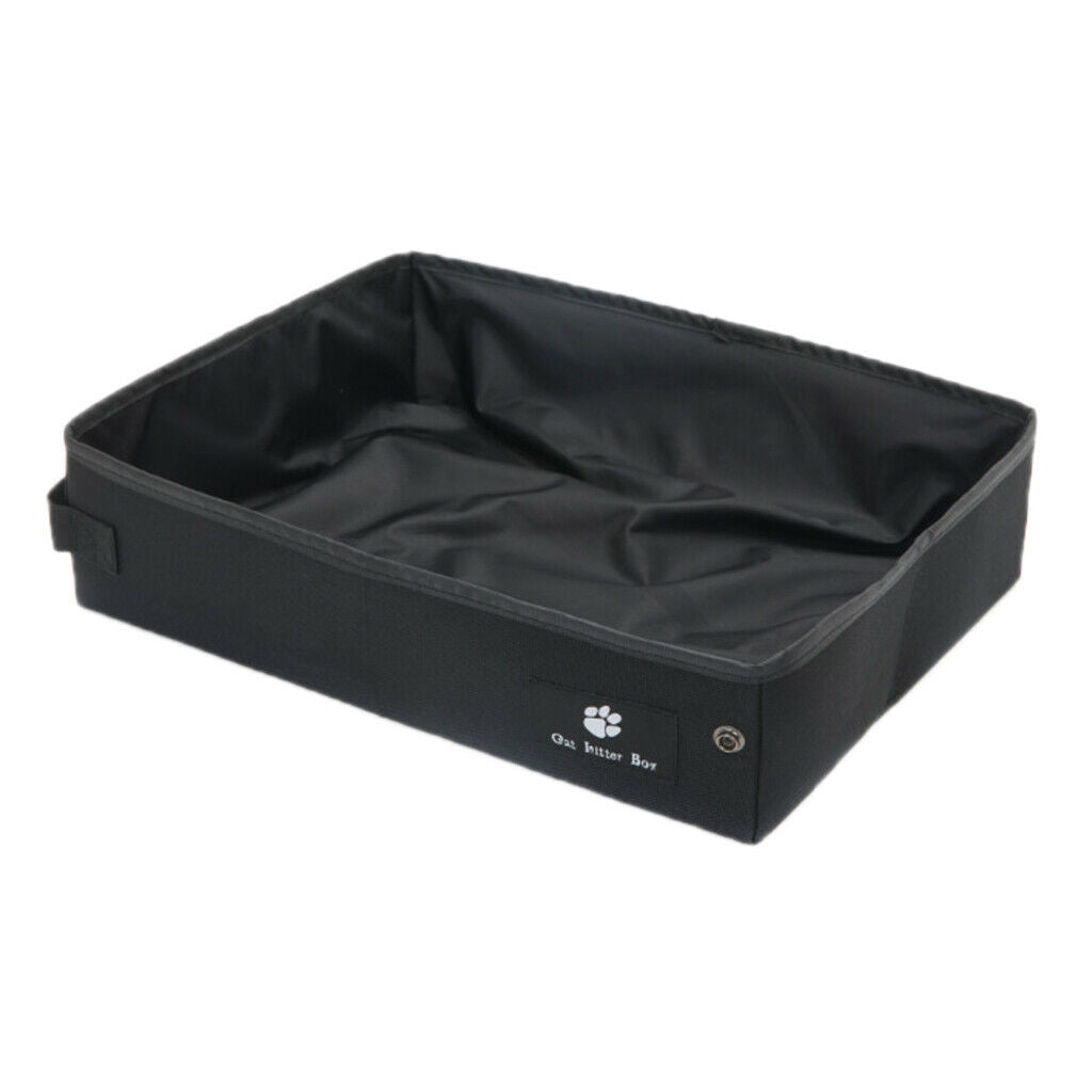 Pet Cat Litter Waterproof Box Kitty Toilet Seat Collapsible Toilet Black S