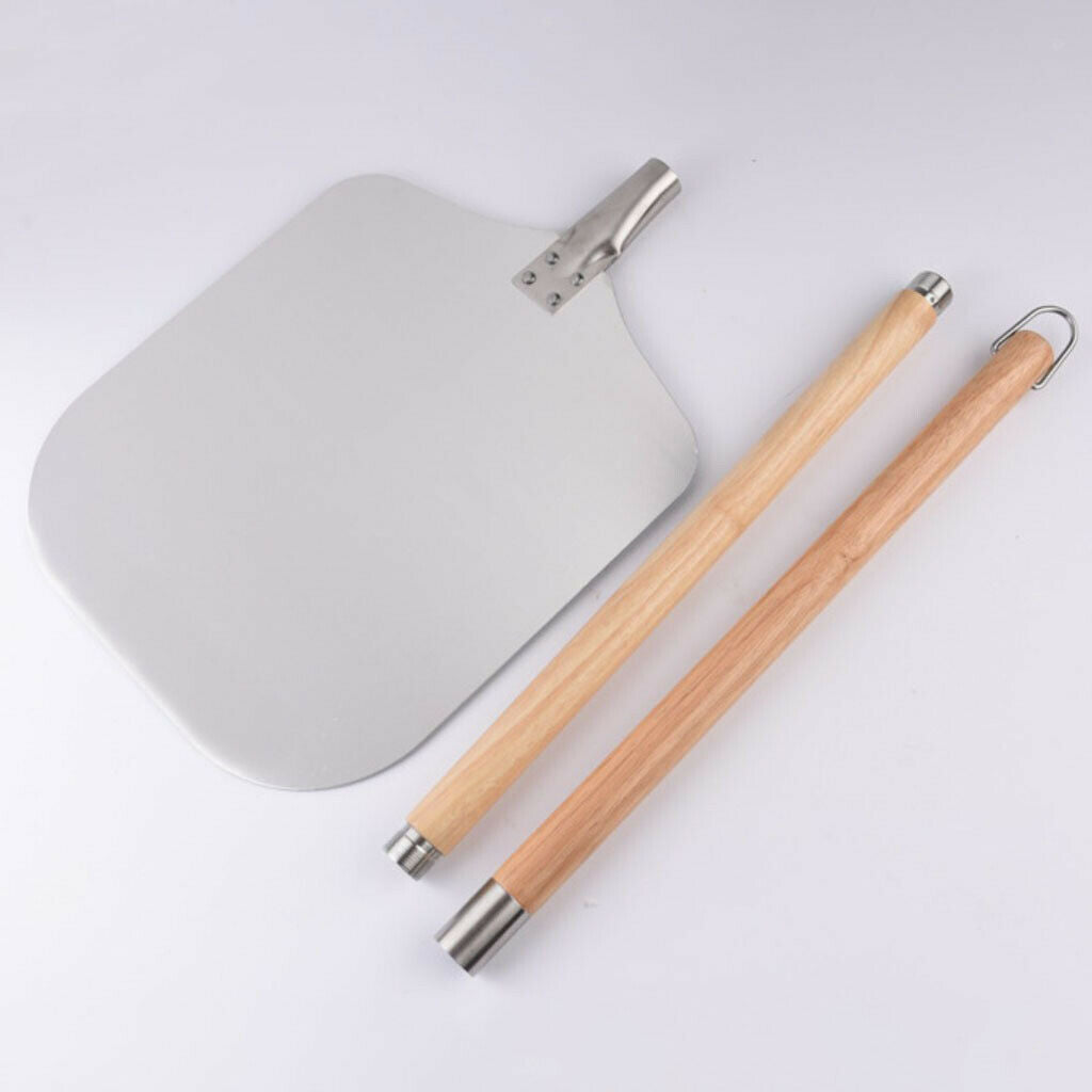 Aluminum Anti-scald Pizza Turning Peel Metal with Wood Handle Homemade Pizza