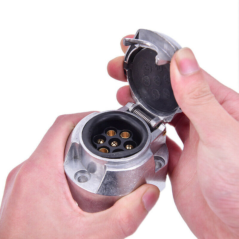 12V 7Pin Aluminum Alloy Connector Socket & EU Plug Trailer Car Caravan TowbaBDA