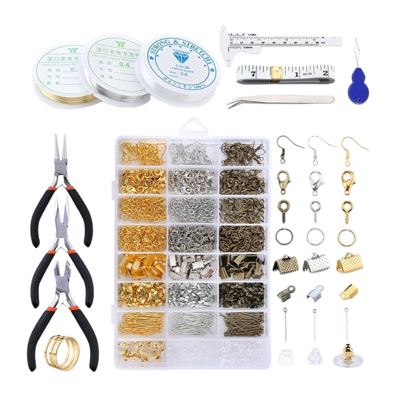 Jewelry Necklace Making Earring Findings Lobster Clasps Jump Rings Tools