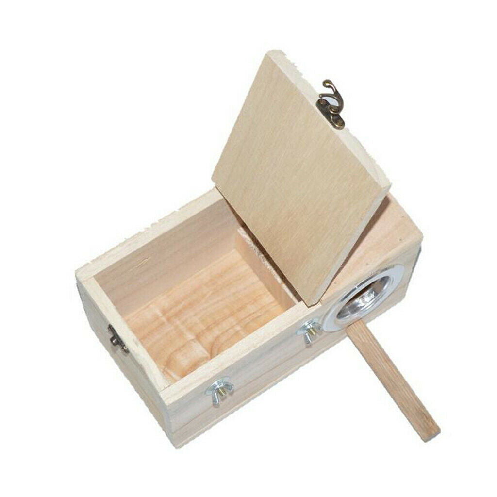 4Pc Wooden Budgie Nest Nesting Box & Perch For Cage Aviary With Opening Top