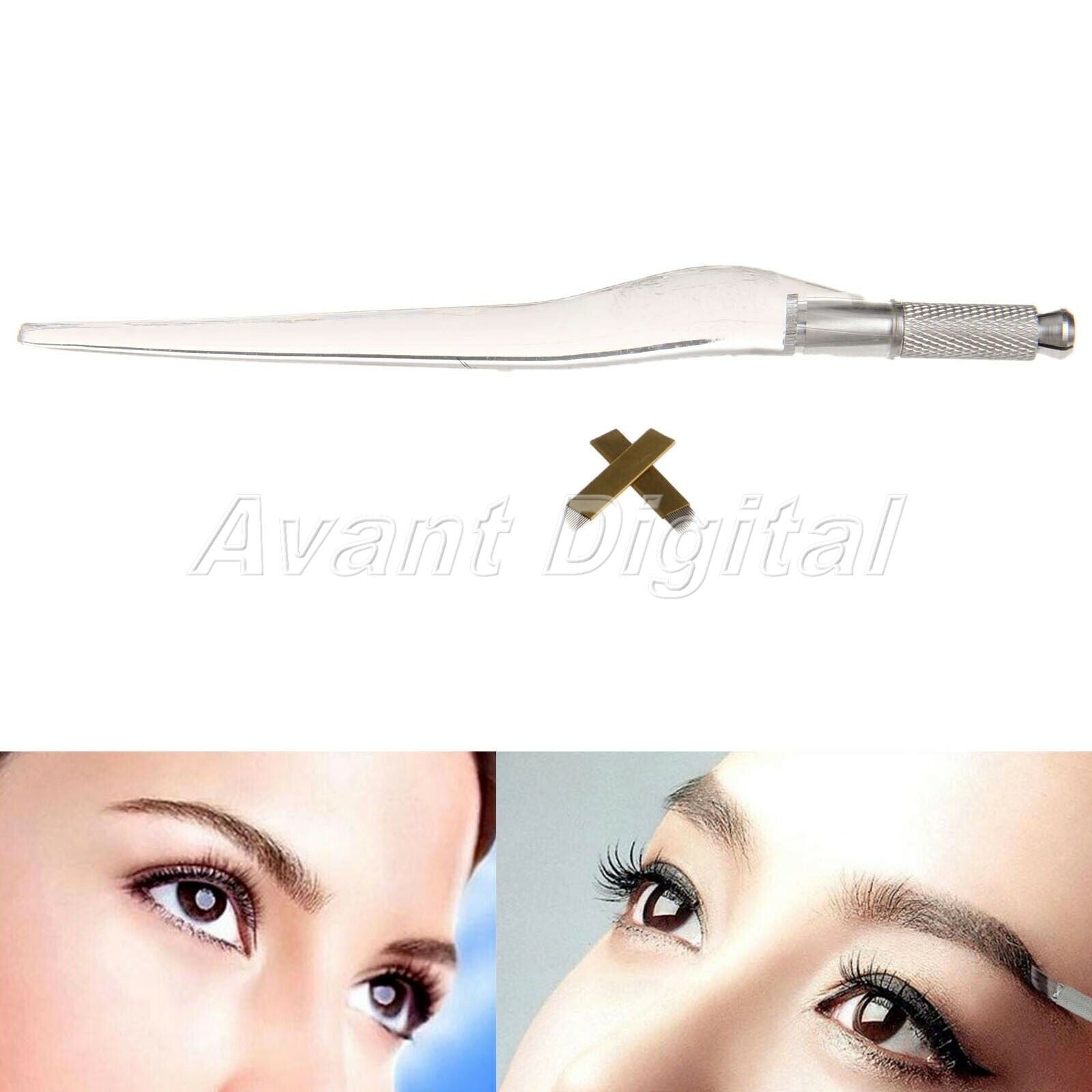 Manual PCD Pen +5 Needles Blades Tattoo Eyebrow Microblad Permanent Makeup Tool