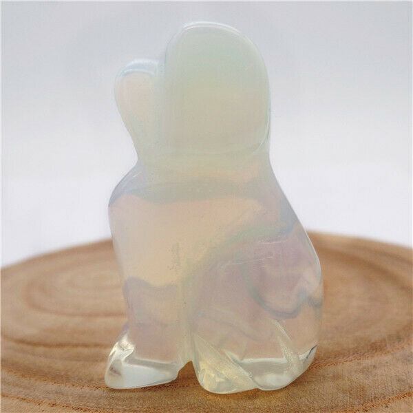 48x30x20mm White Opal Carved Dog Decoration Statue Stone Home Reiki Decor HH7956