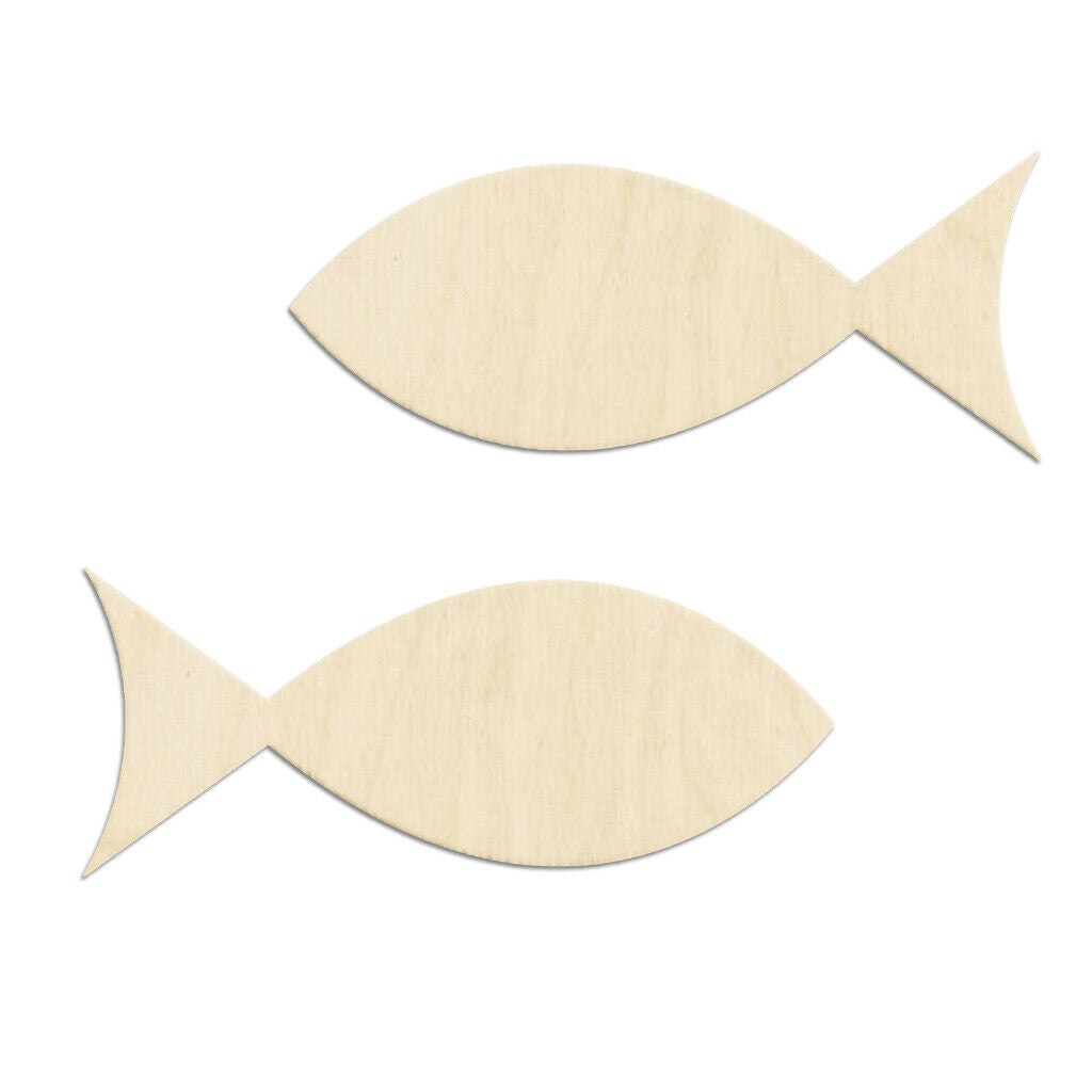 50x Unpainted Fish Wood Chip Discs Hand-painted Labels