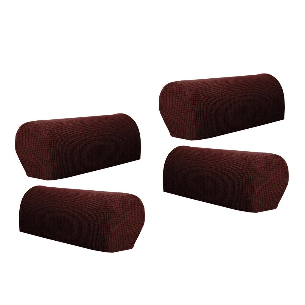 Set of 4 Flannel Furniture Sofa Armrest Covers Protectors Dark Coffee