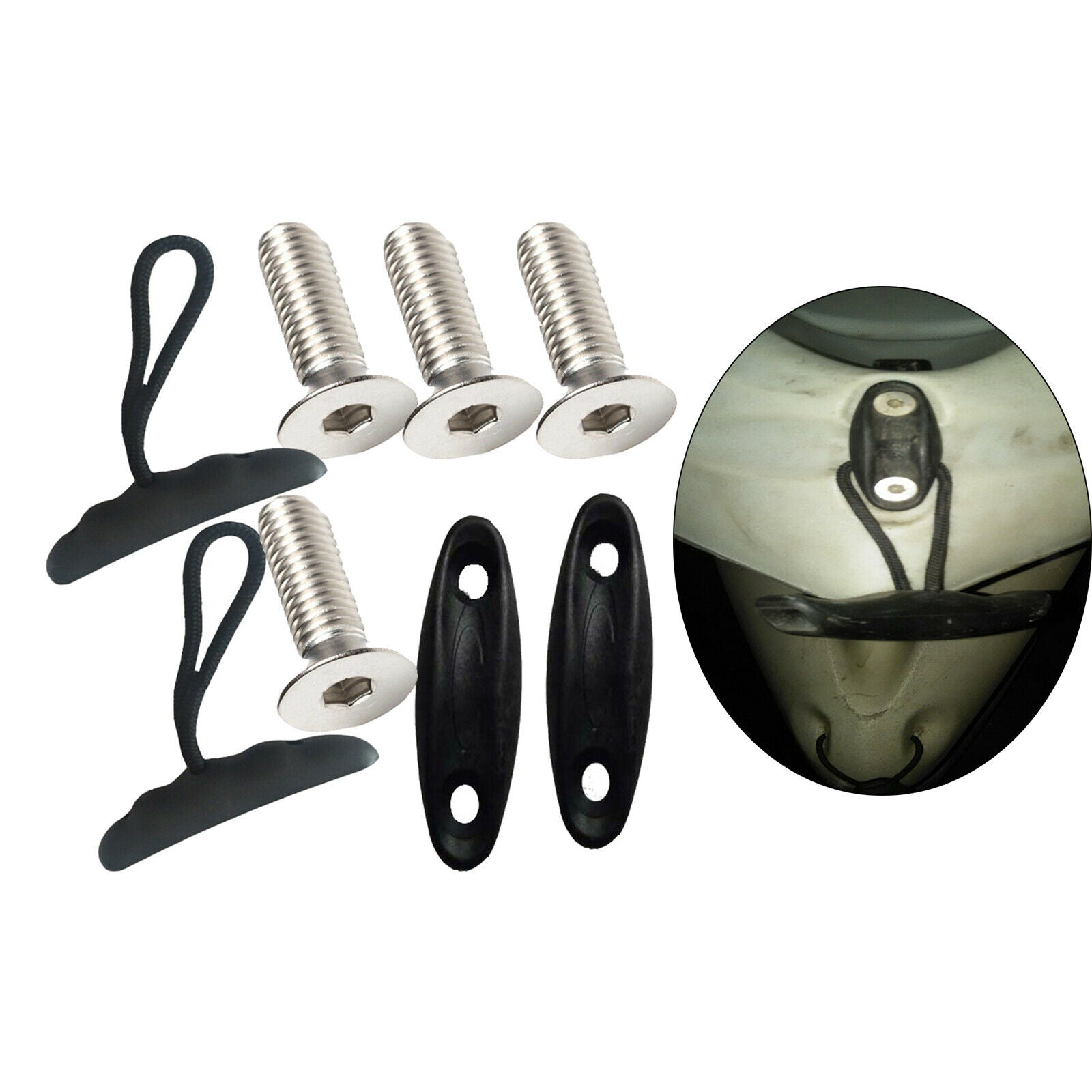 2x Durable Kayak Carry Handle Pulling T-Handle with Cord Handles Pad Eyes