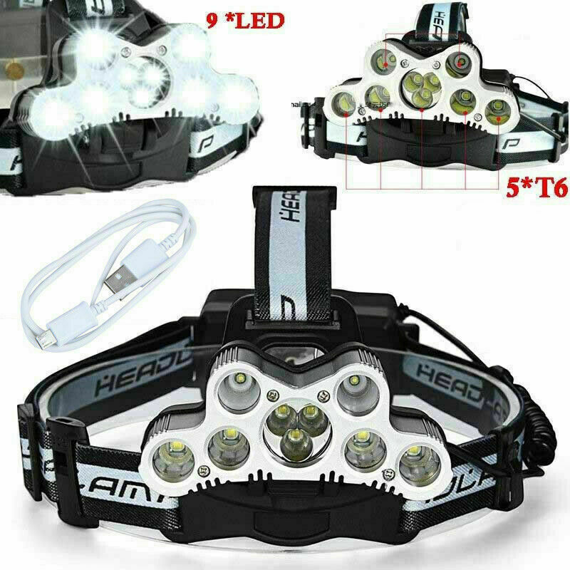 350000 Lumens 9LED Phare USB Rechargeable ImpermÃ©able RÃ©glable Angle Ir