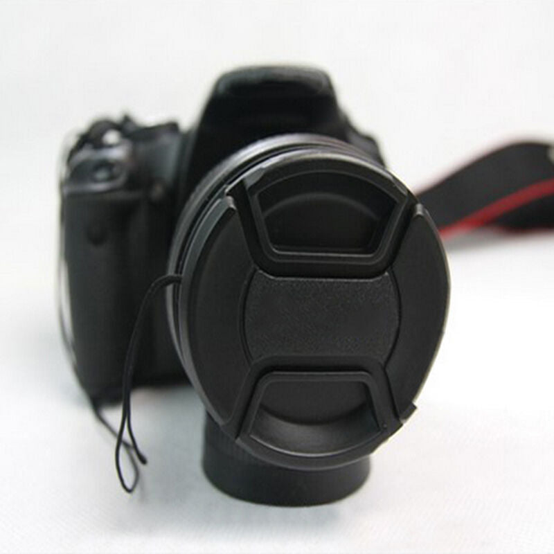 49mm Center Pinch Snap on Front Lens Cap Cover with String for Canon Nikon Sony