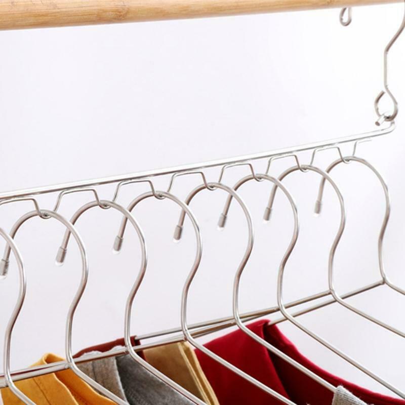 Space Saving Stainless Steel Slots Stacked Closet Wardrobe Clothes Storage Rack