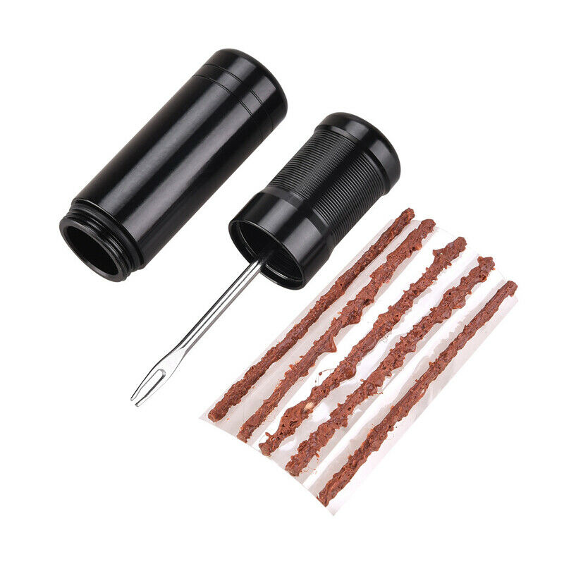 Bicycle Tire Repair Drill Puncture Tool Set  + 5 Rubber Strip For Tubeless Tire