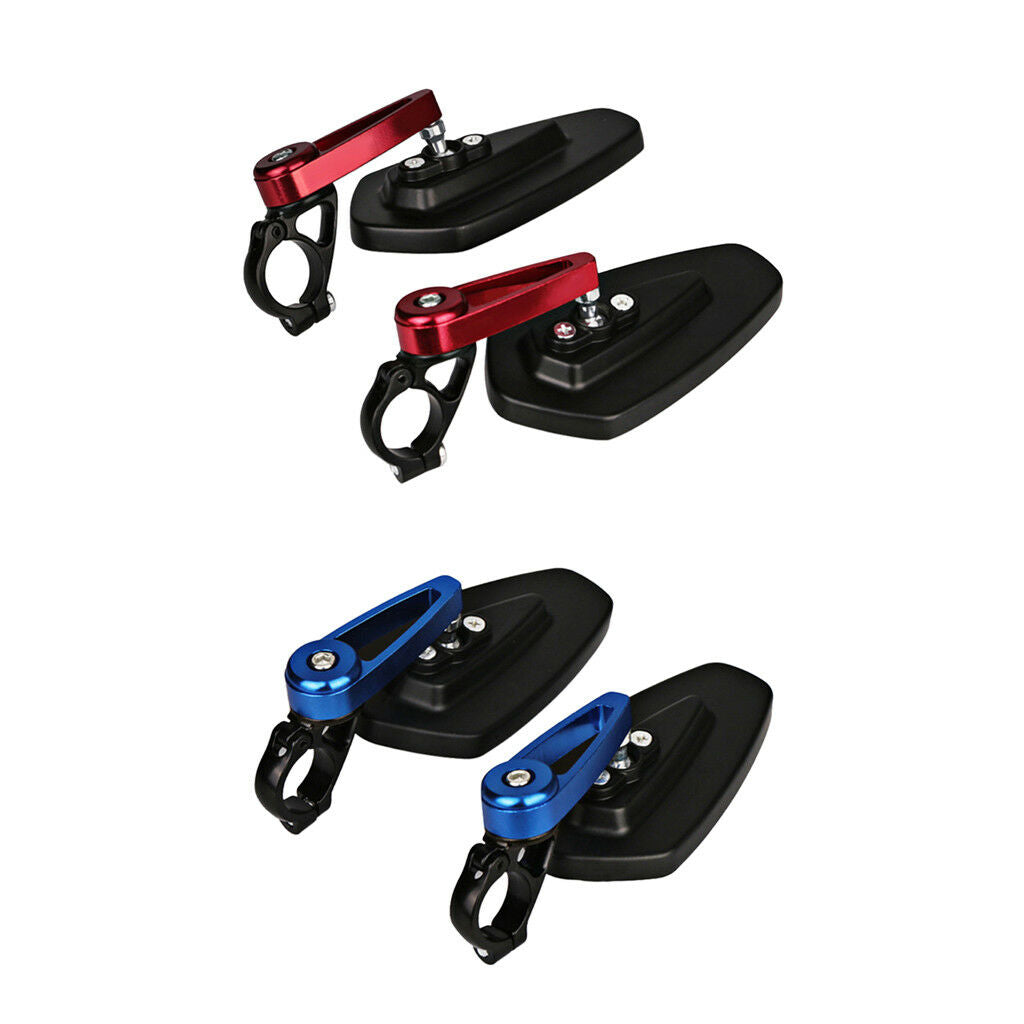 Pair 7/8" 22mm CNC Motorbike Red Handle Bar End Rear View Side Mirrors