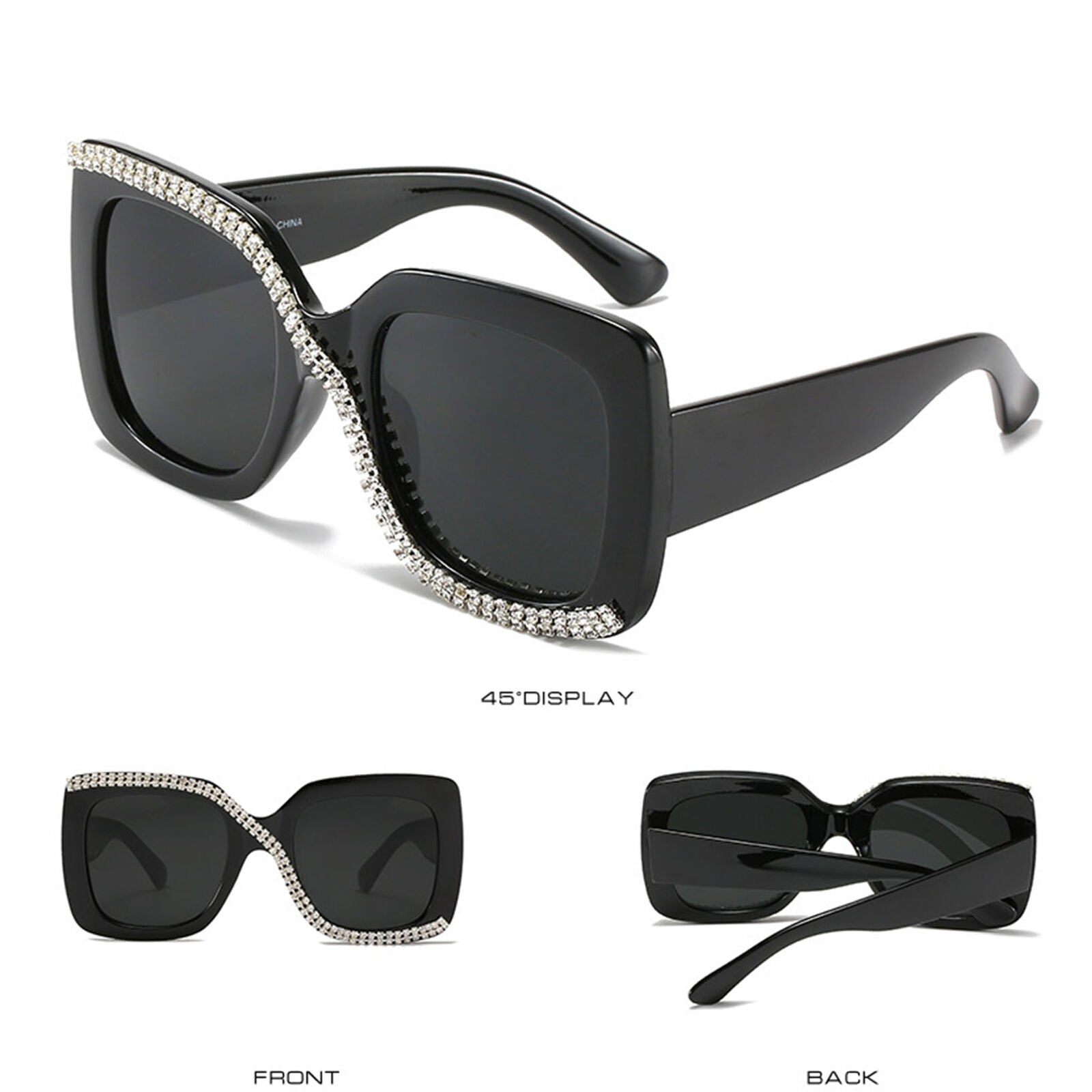 Square Rhinestone Sunglasses Women Luxury Diamond Oversized Sunglasses