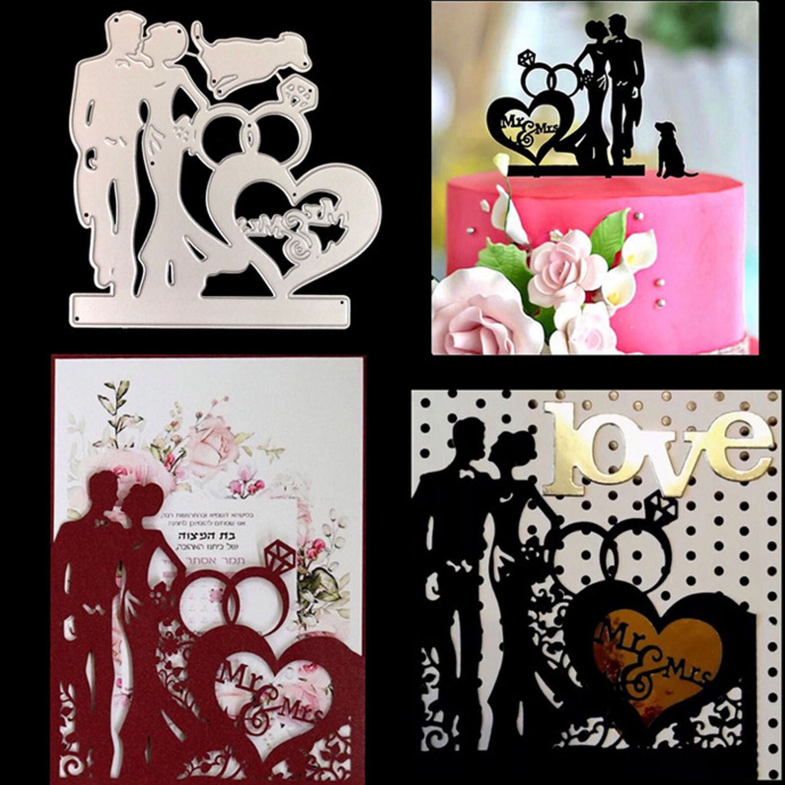 Couples Wedding Metal Stencil Cutting Dies Scrapbooking Craft Stamping Template