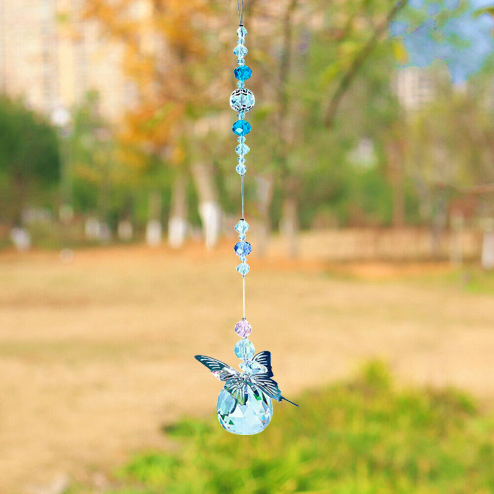 Crystal  Butterfly Pendant Crystal Ball Hanging Drop Home Decor @