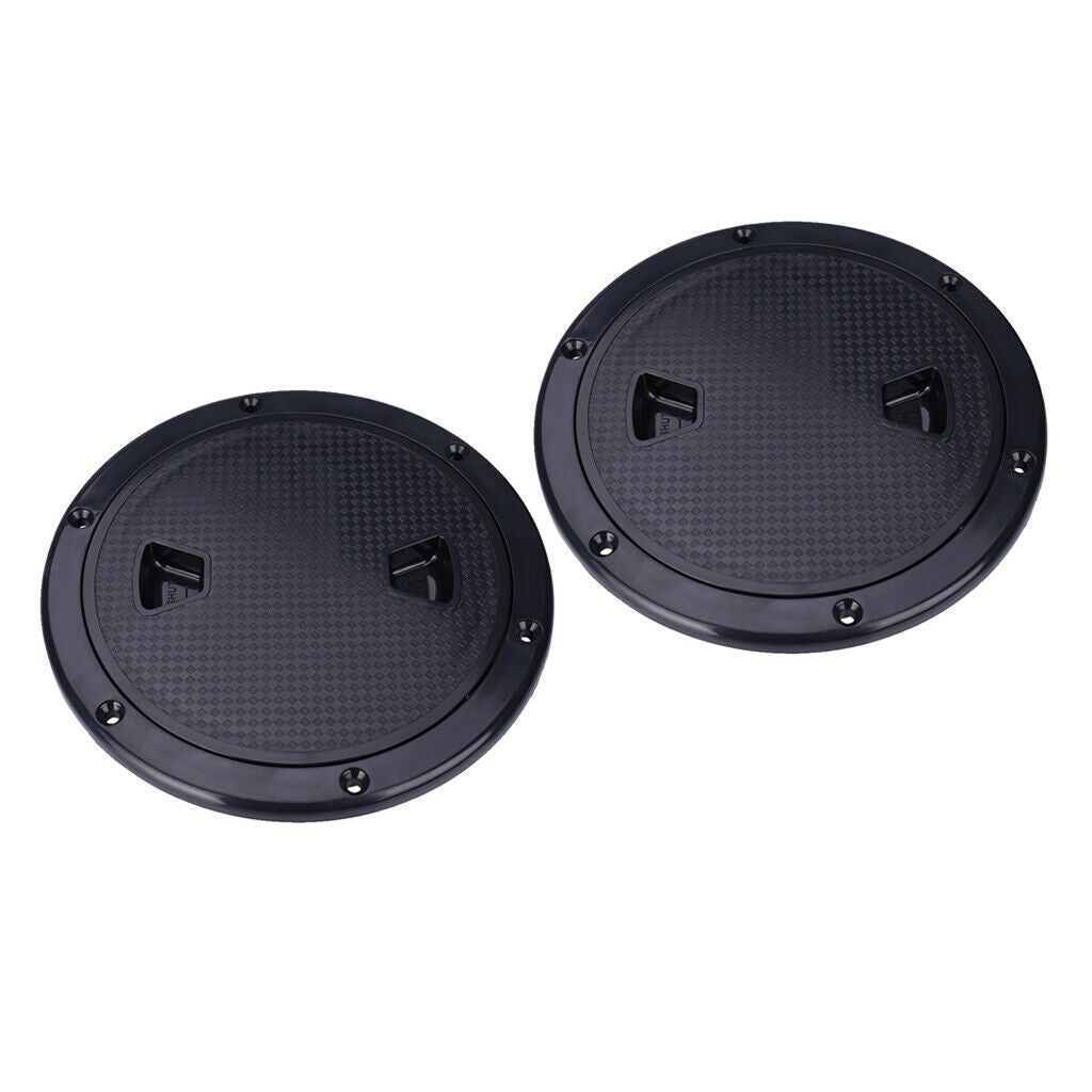 2pcs Marine Boat RV Black 8Inch Access Hatch Covers Screw Out Deck Plate