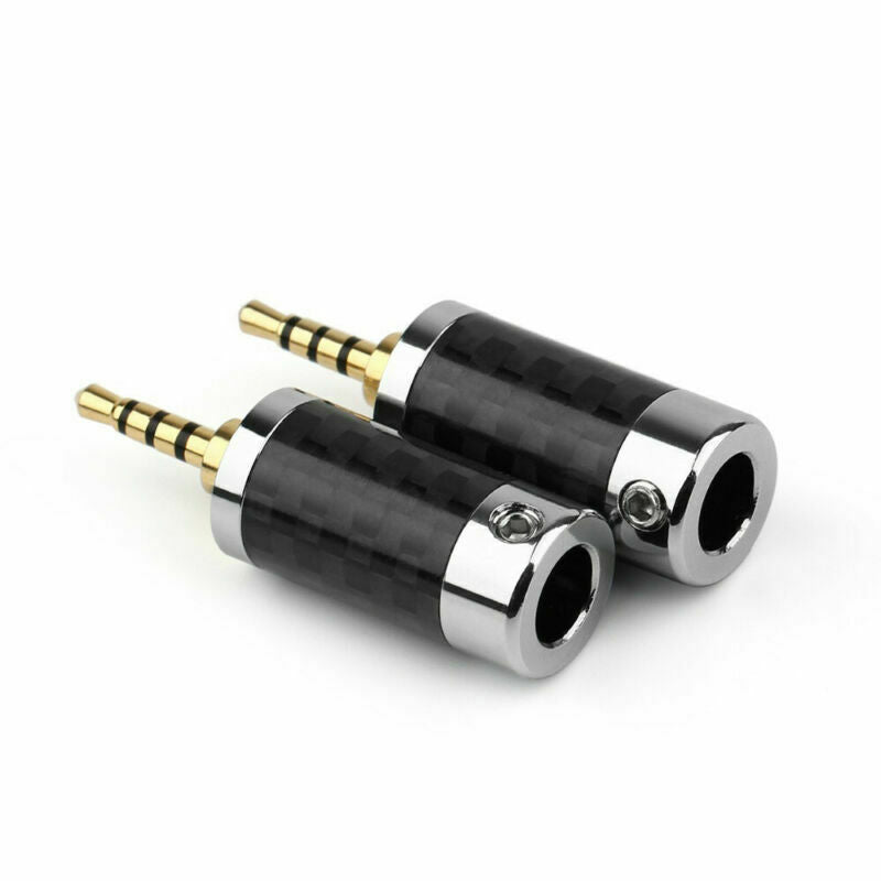 1PC 2.5mm 4 Pole Stereo Carbon Fiber Male Step Plug Metal Splice Adapter
