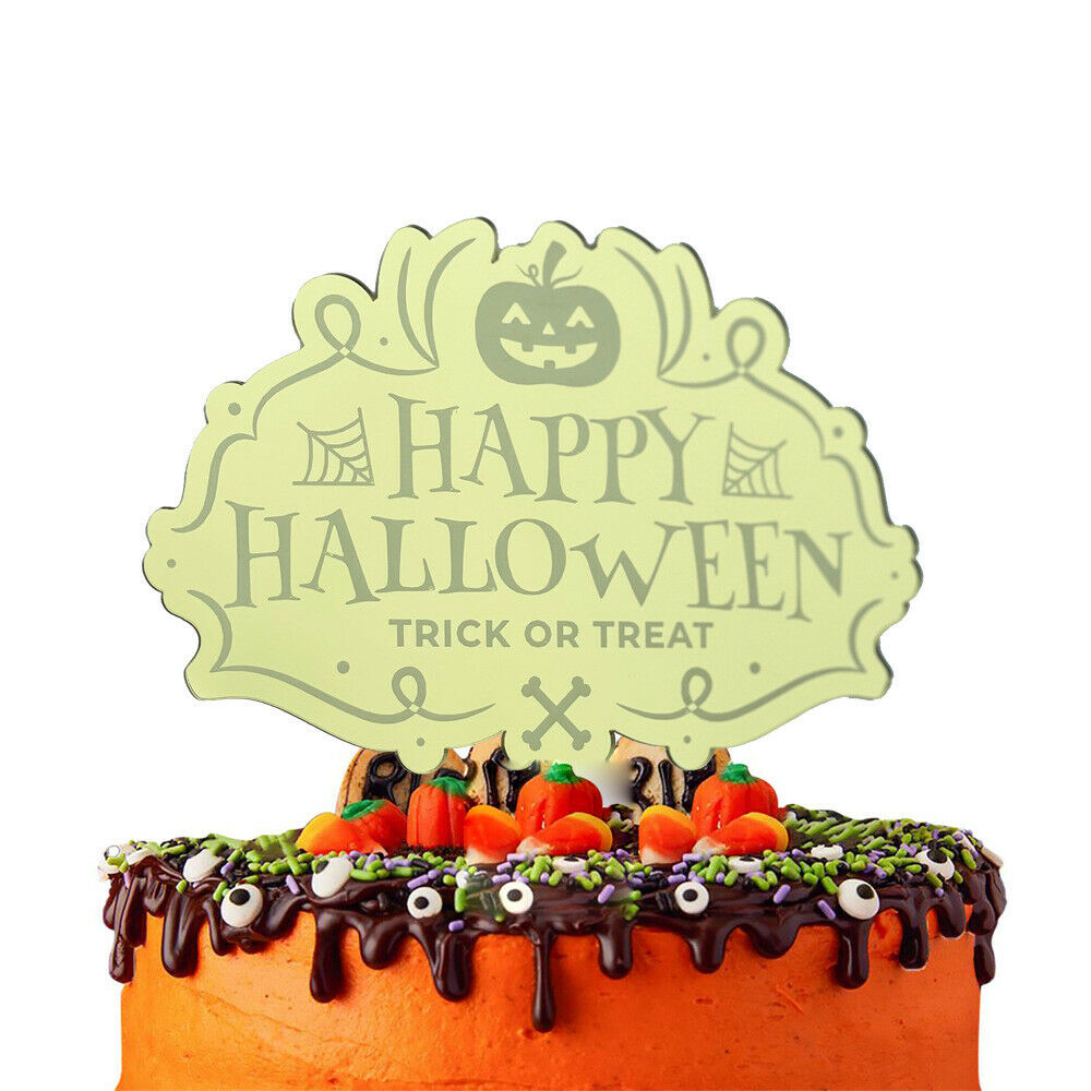 5Pcs Happy Halloween Pumpkin Acrylic Cake Toppers DIY Baking Dessert Decor Party