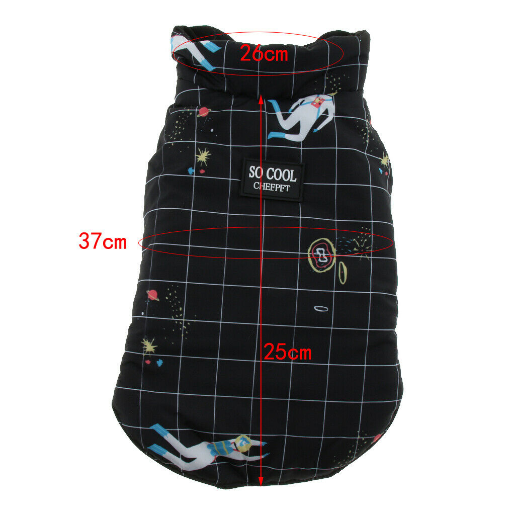 Pet Small Dog Teddy Double-sided Waterproof Cotton Vest Jacket Coat Black M