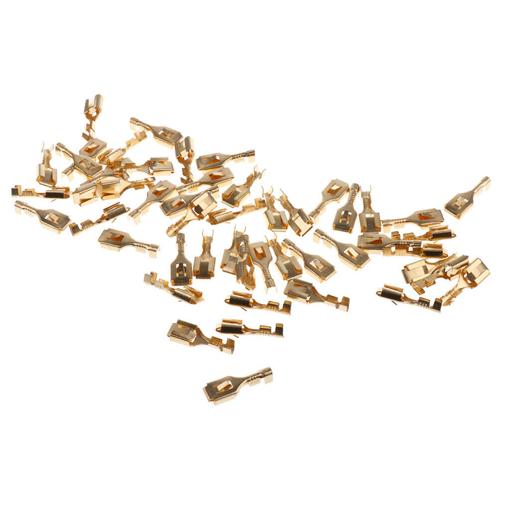 50 Pieces Female Spade Cable Wire Terminals for 6.3mm Connectors