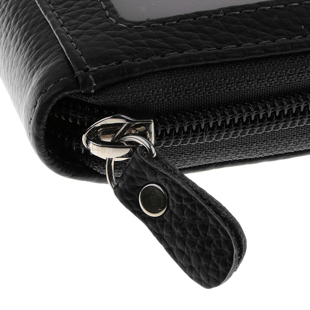 Mens/Womens Mini Leather Wallet ID Credit Cards Holder Organizer Purse Black