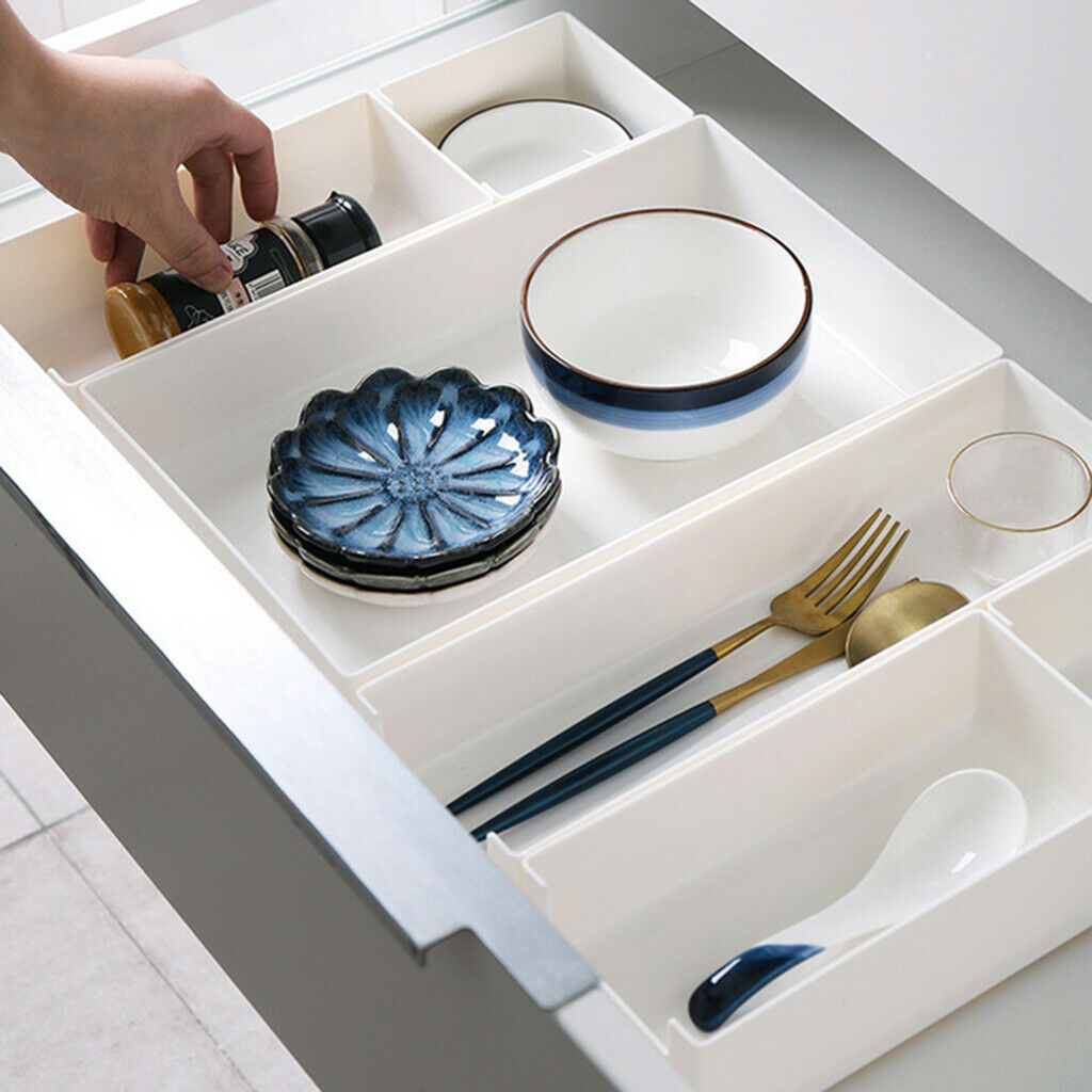 Set of 3 Plastic Desk Drawer Storage Tray White for Jewelries Eco-friendly