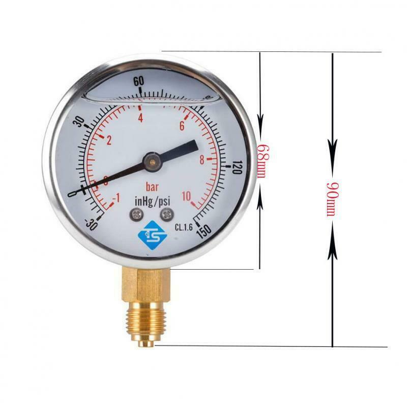 Vacuum Gauge S/Steel Case , -1-2bar,-30-30hg/psi , -1-7bar,-30-100hg/psi F