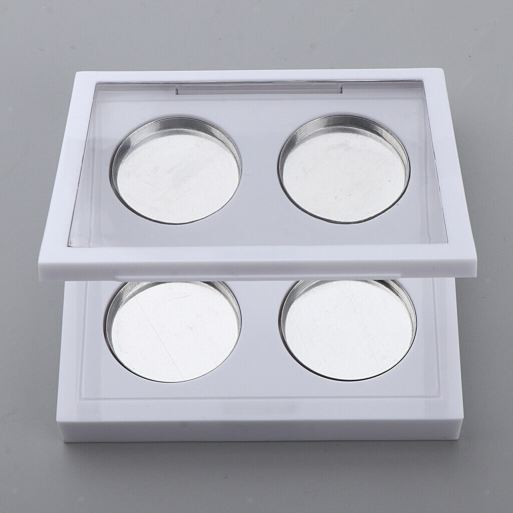 White DIY Empty 4 Grid 26mm Eyeshadow Lipstick Blush Palette Box Case Square