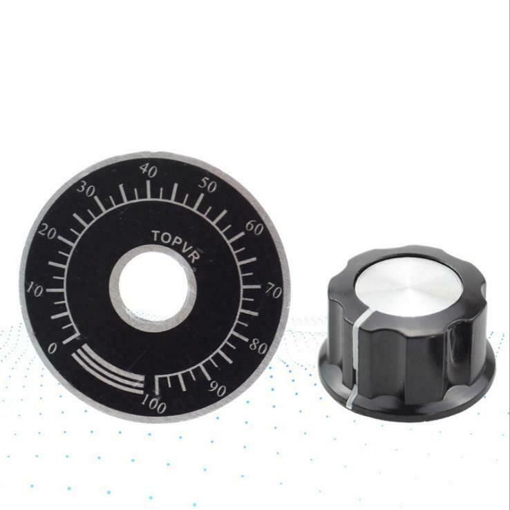 10 x Rotary Potentiometer Pot Knob Cap for 6mm Shaft + Counting Dial 0-100 Scale