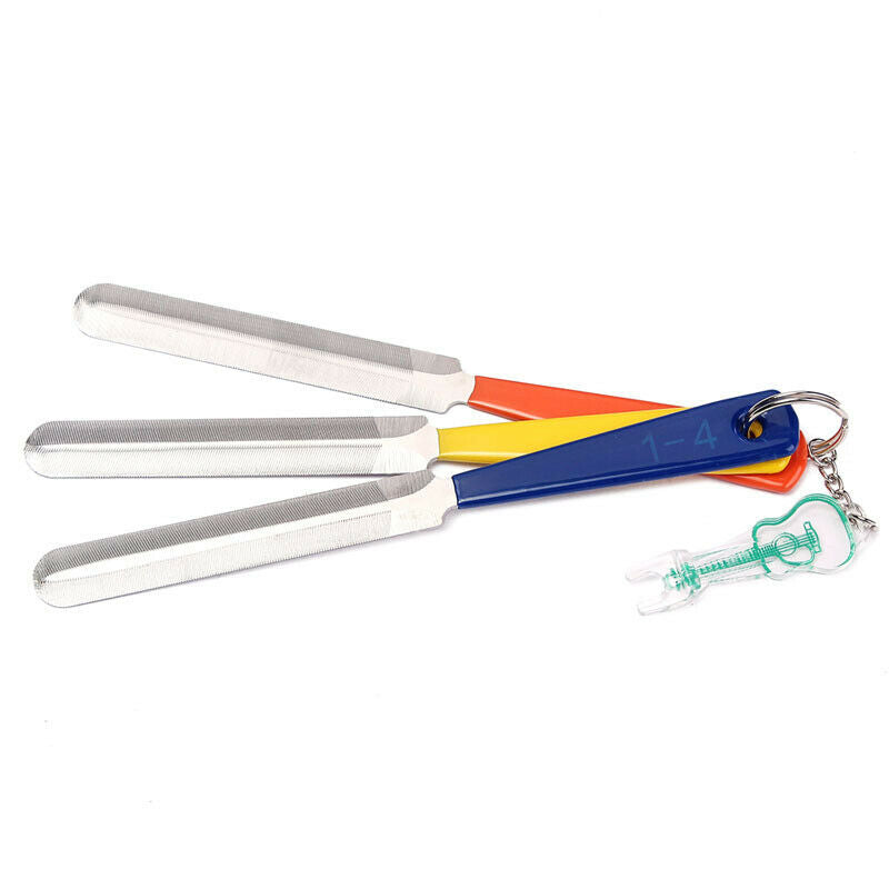 3   Steel   Fret   Nut   File   Key   Chain   with   Bridge   Pin   Puller