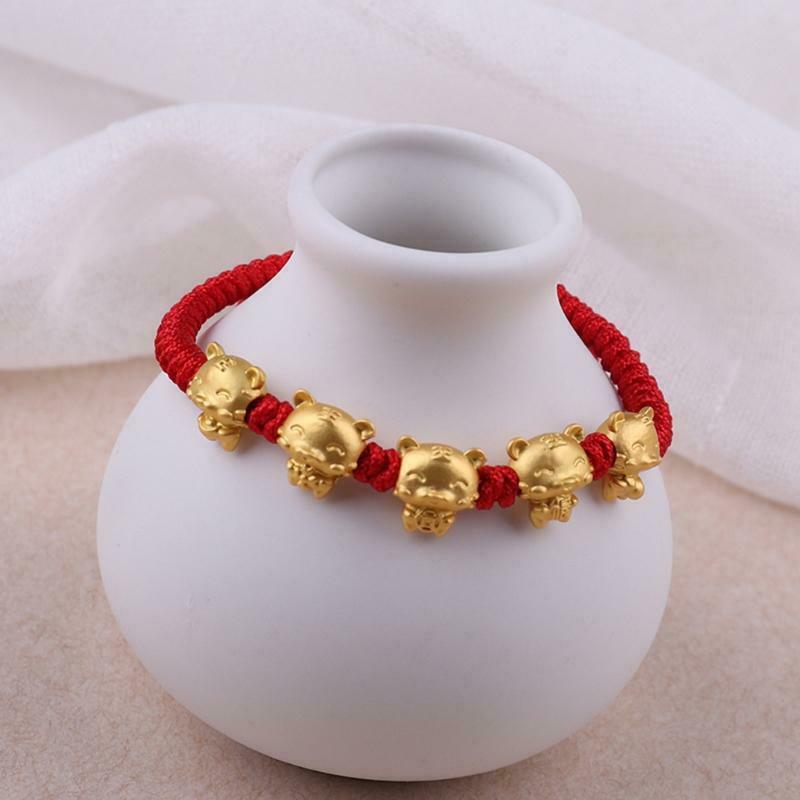 Adjustable Chinese Zodiac Sign Tiger Animal Charm Bracelet Red Rope Bracelet