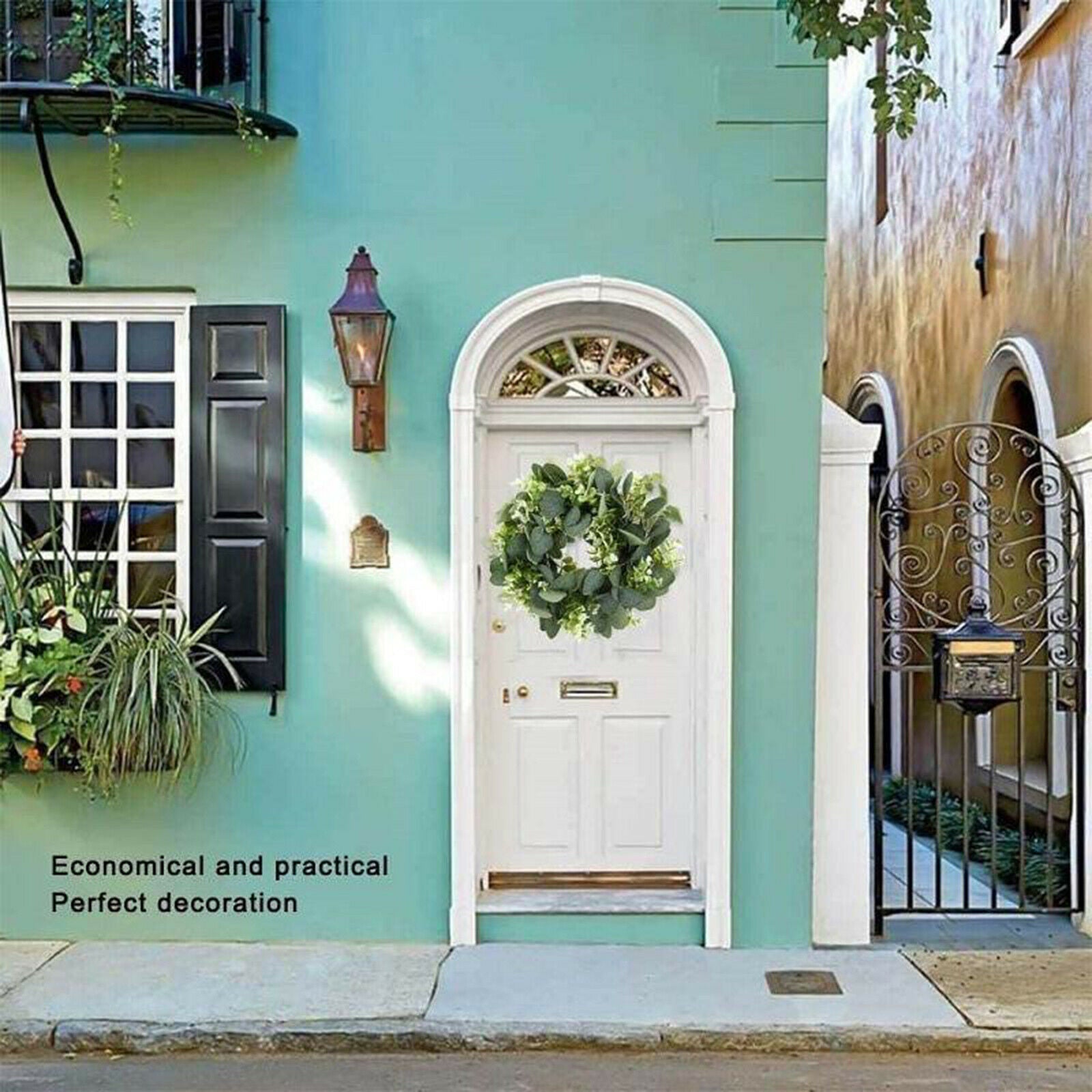 2pcs Artificial Eucalyptus Wreath Outdoor Front Door Garland Christmas Decor
