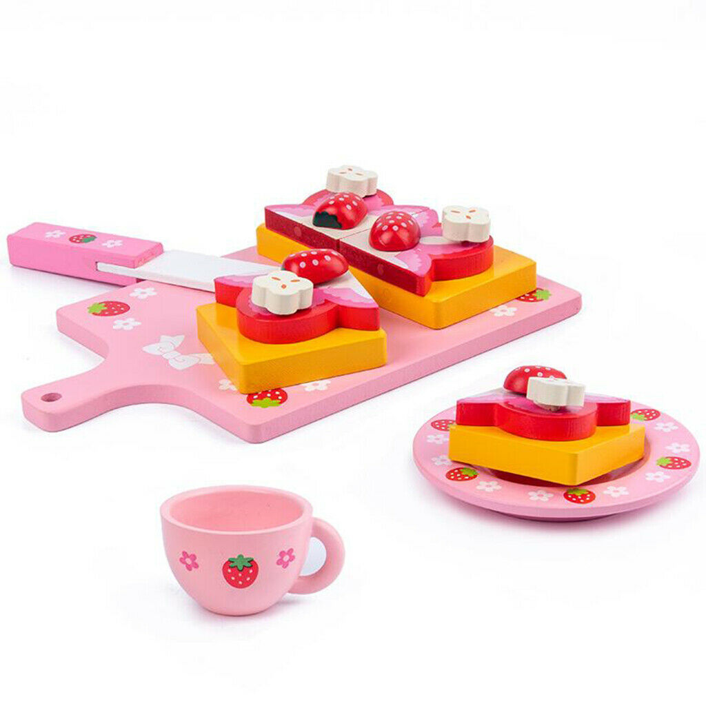 Educational Wooden Toys Food Set Playset Children Cooking Role Play