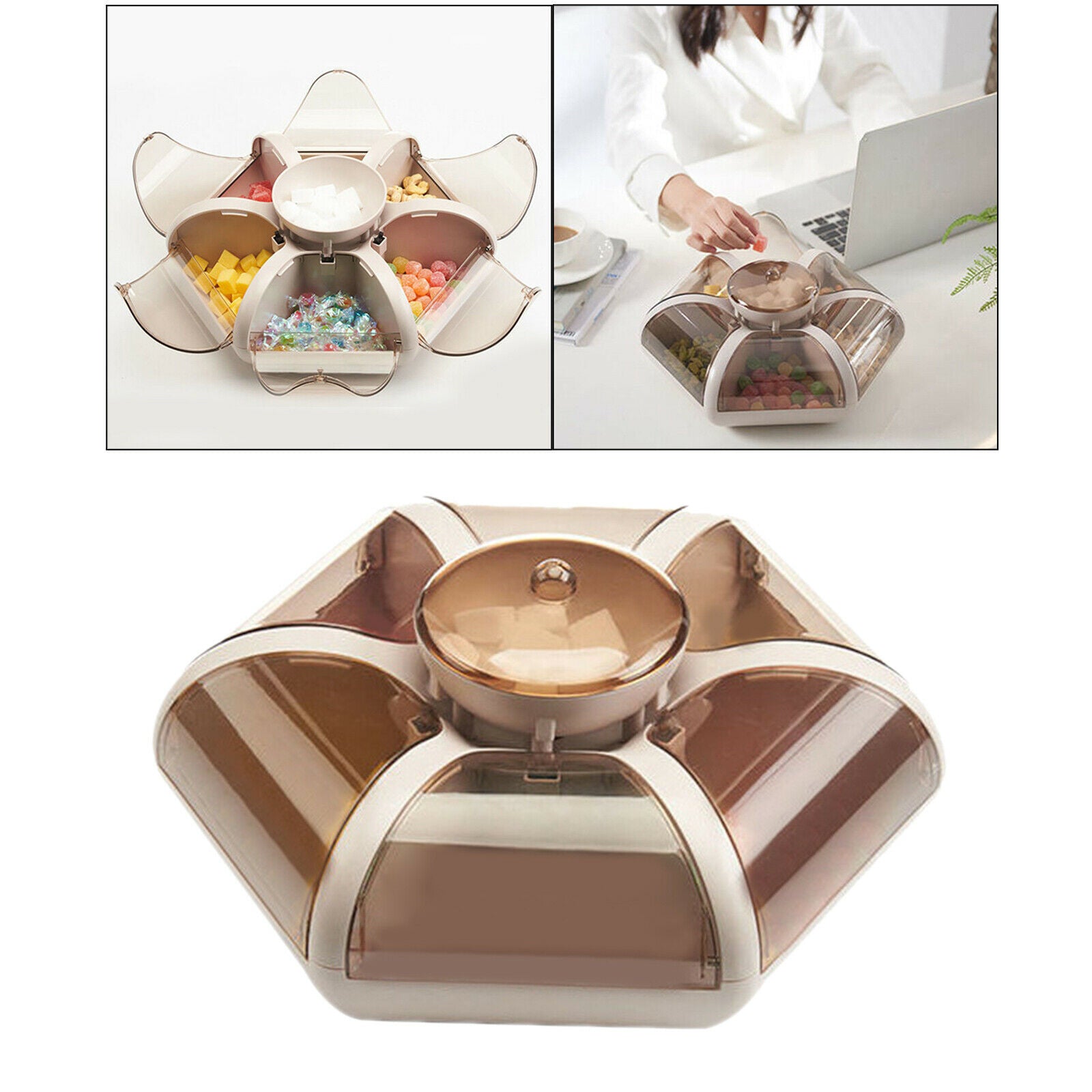 Creative Transparent Candy Container 6 Compartment Snack Tray Picnic Holiday
