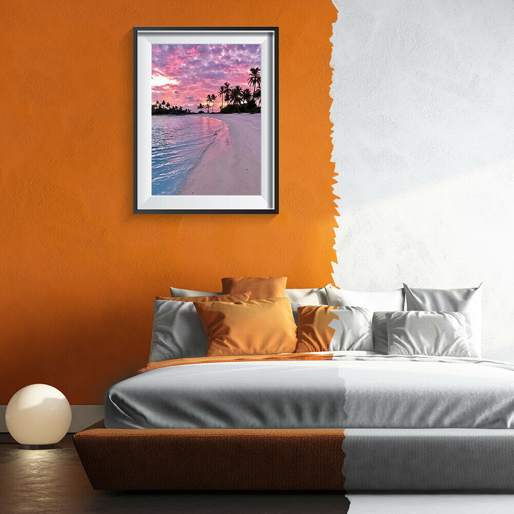 5D DIY Diamond Painting Seaside Sunset Glow Full Drill Landscape Picture @