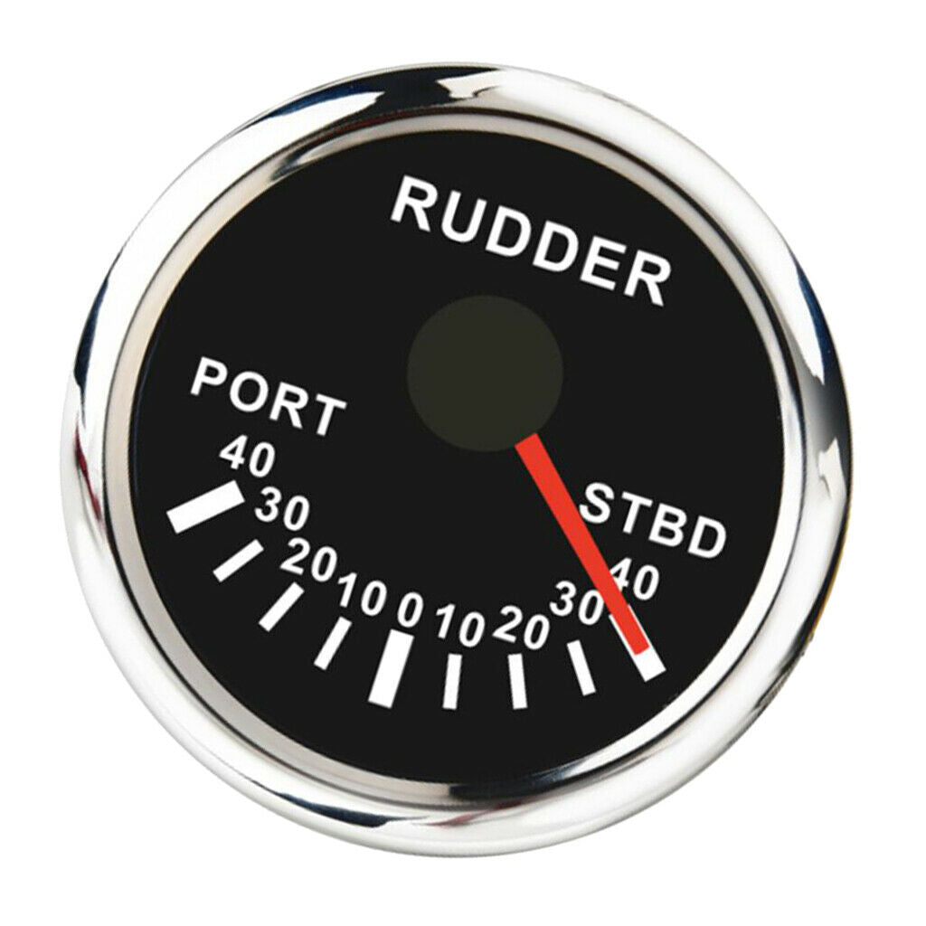 Yacht Marine Rudder Angle Indicator Gauge 0-190ohm 52mm 2 inch 12V/24V - Black