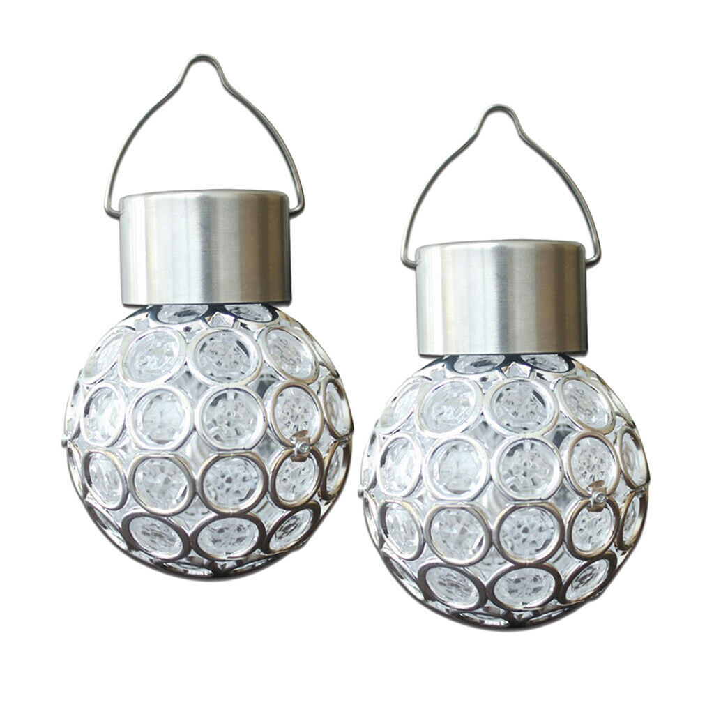 2Pcs Waterproof LED Ball Solar Light Rotatable Outdoor Camping Hang Round