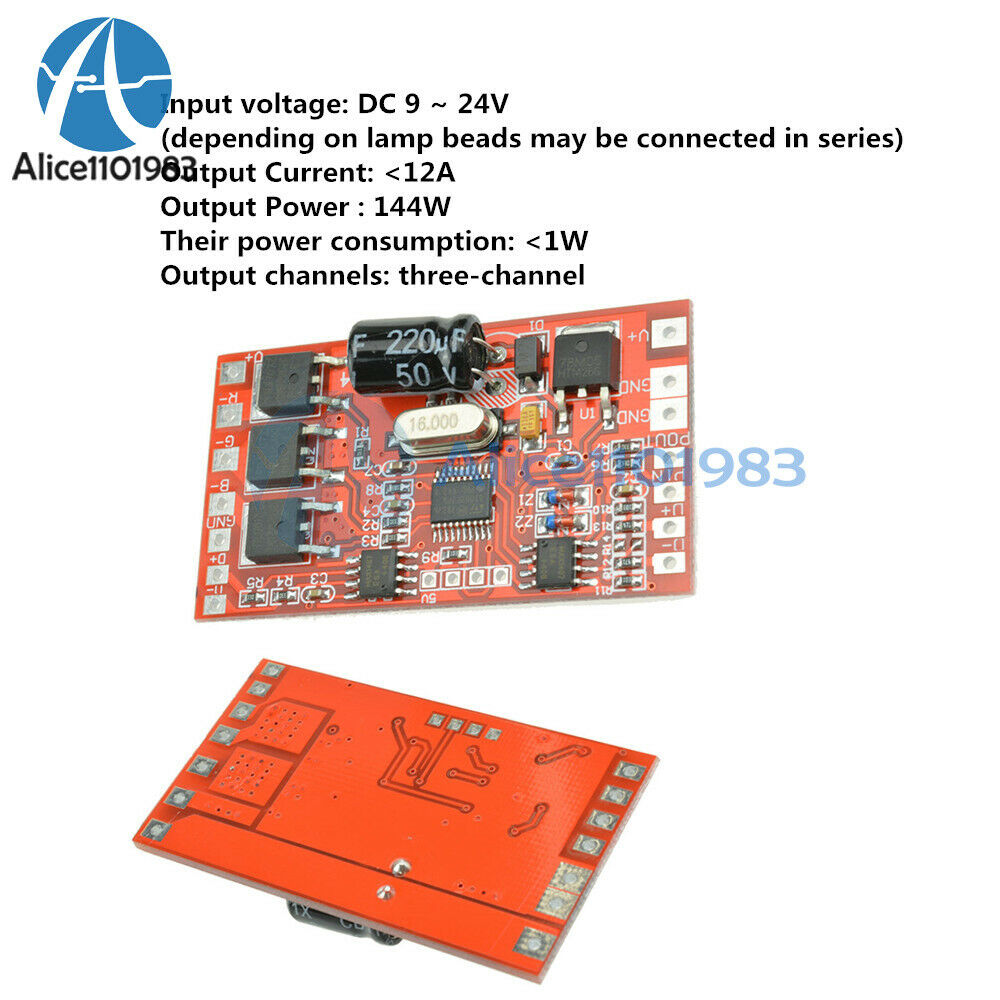 12A 144W 3 Channel DMX512 Decoder Board LED DJ RGB Stage Lighting Driver Module