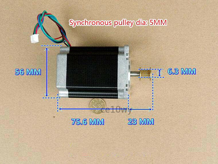 NEMA23 Stepper Motor 1.8° 2-phase 4-wire 6.35mm Shaft 57mm Electric Motor Pulley