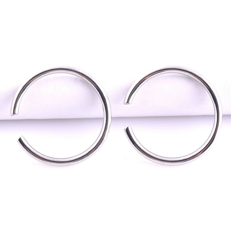 9Pcs Nose Ring Open Hoop Lip Body Piercing clip on Studs Stainless Steel .l8