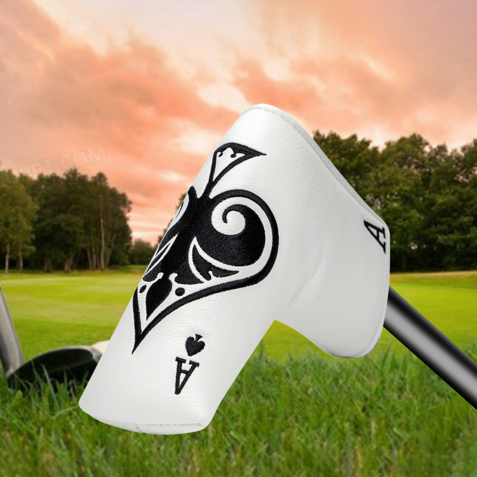 Golf Putter Blade Head Cover w/Bird Embroidery &Closure Waterproof Headcover