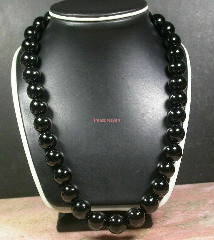 1pcs Black Agate Jade Bead Beads Beaded Necklace Beads 16 mm 18 inches