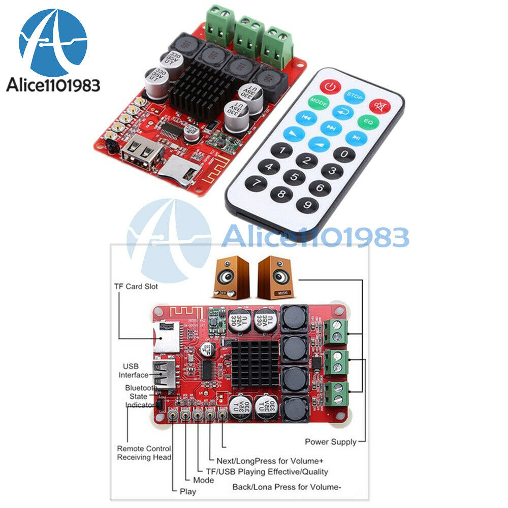 TPA3116 Bluetooth Audio Receiver Power Amplifier Board 2X50W with Remote Control
