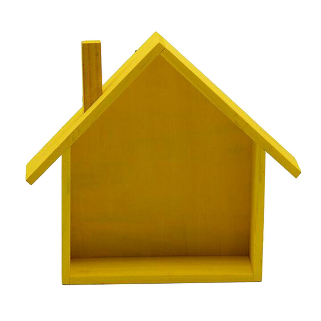 Wooden House Shaped Shelf Shelves Wood Children Bedroom Craft Decor Yellow