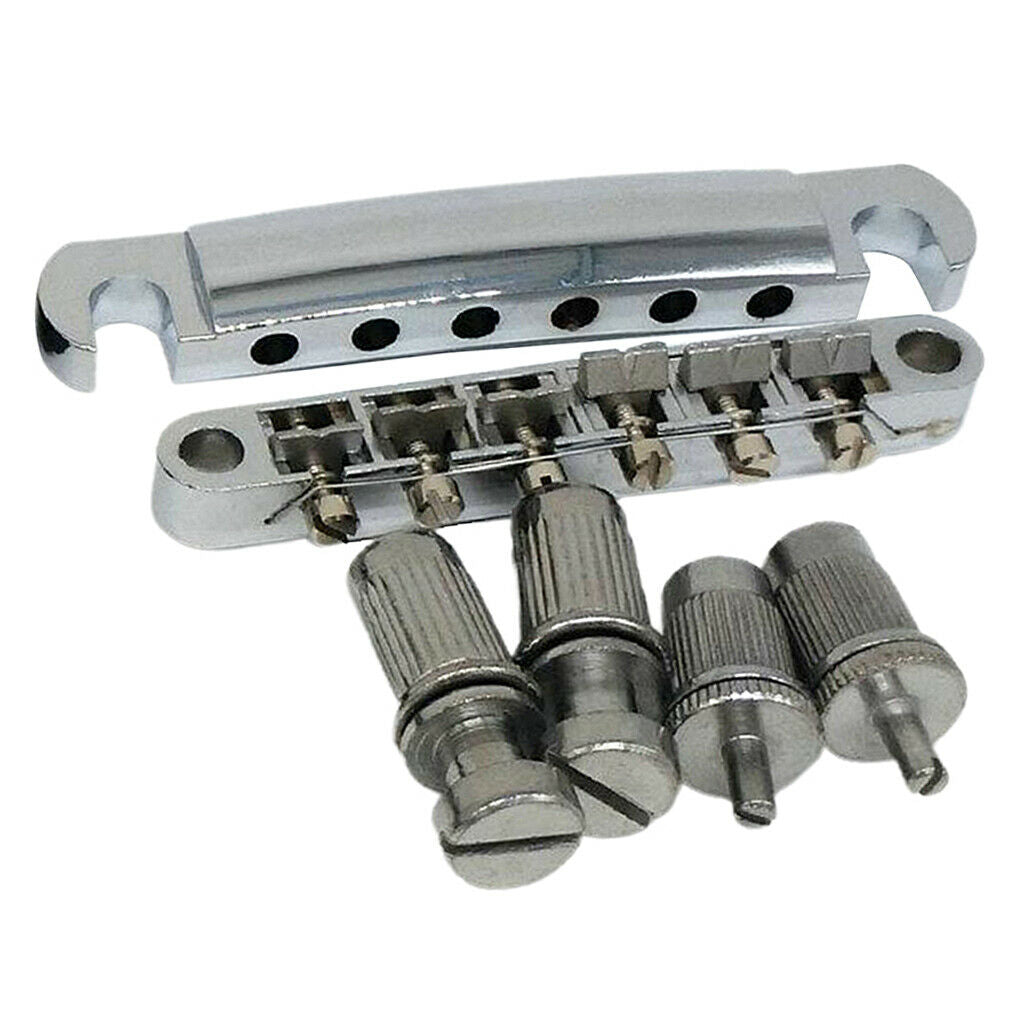 6 String Electric Guitar Bridge Tailpiece Fit for LP Style Guitar Silvery