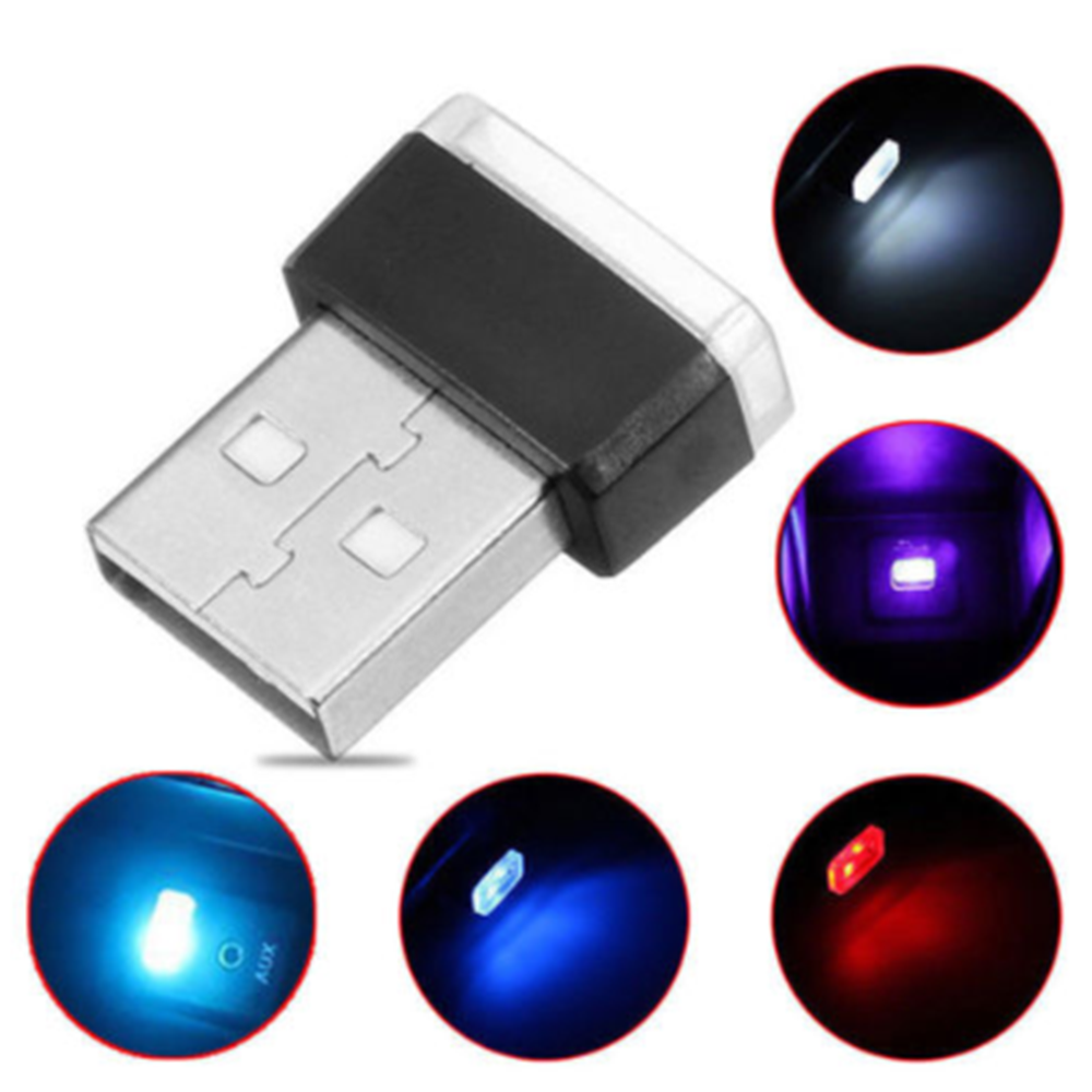 3PC Mini Lamp Bulb Accessory USB LED Car Interior Light Neon Atmosphere Ambient~