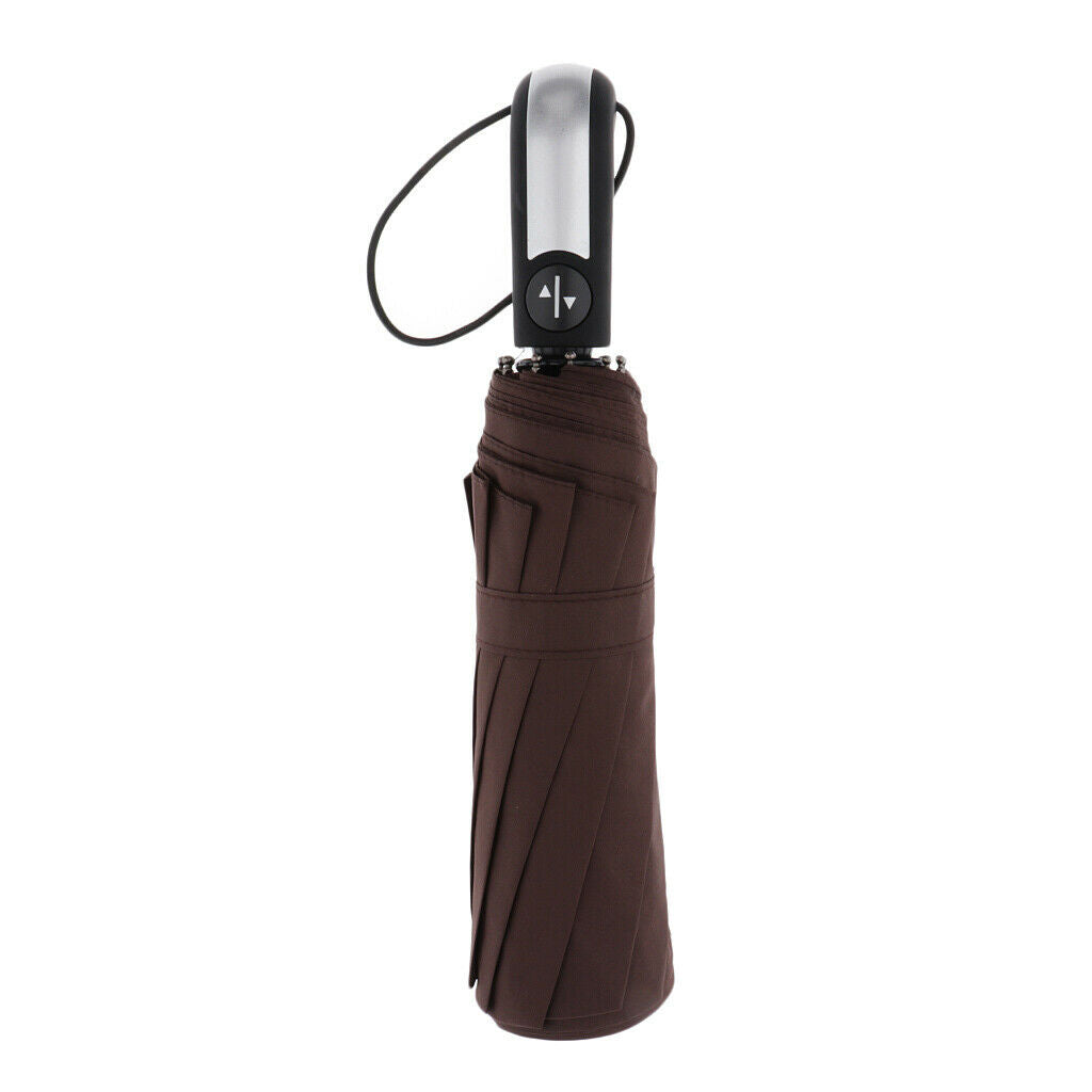 Travel Umbrella Automatic Windproof Canopy Auto Open and Close Coffee
