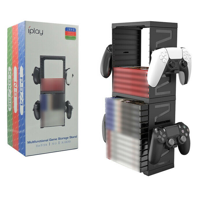 Game CD Disk Storage Holder Multifunctional Tower Stand fit for PS5/PS4 Xbox One