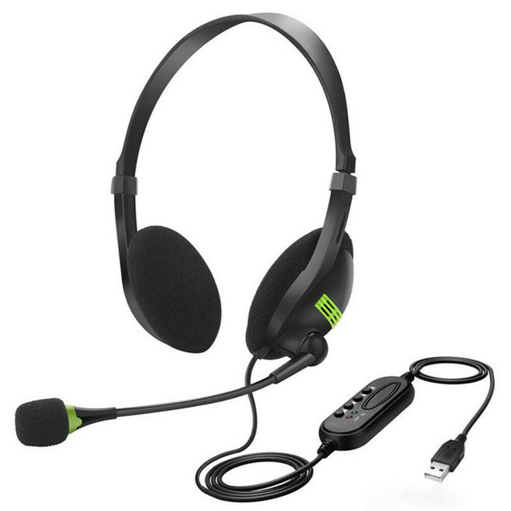 Mic USB Wired Headphones Office Headset Earphone For PC Laptop Phone Call