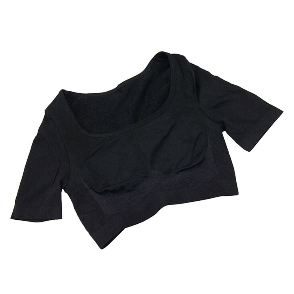 Black Yoga Short Shirt Sleeves Vest Underarm Sweat  Pads, Washable Cloth